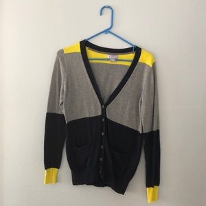 Navy Blue, Gray, yellow Medium JC Pennies Cardigan